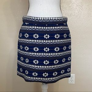 JCrew Mini Skirt Pencil Embroidered Floral Blue
